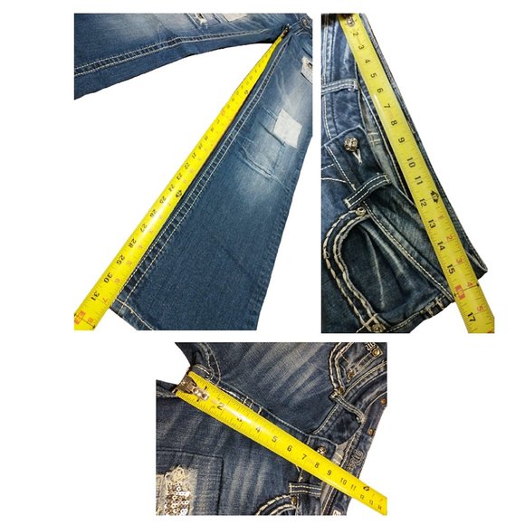Distressed Bling Patchwork Miss Me Jeans - Picture 6 of 8